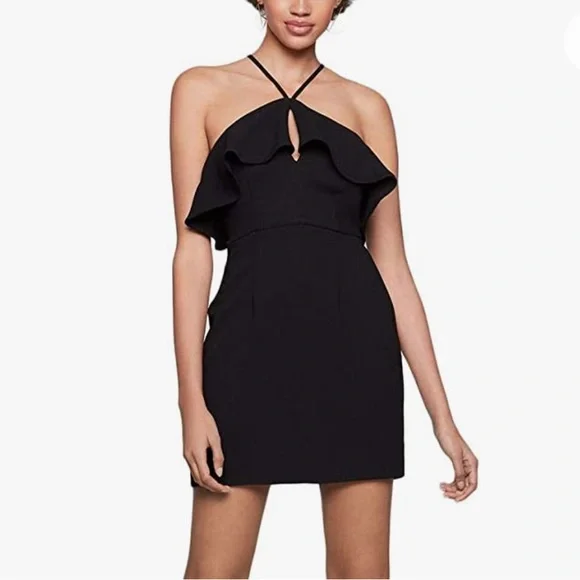BCBGeneration | Dresses | Bcbgeneration Womens Asymmetric Black Ruffle  Halter Mini Dress Lbd Size 6 | Poshmark